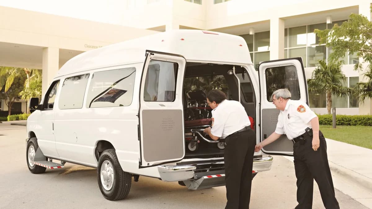 Emergency responders preparing an ambulance when stroke symptoms need fast action
